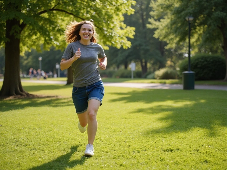 Giovane che corre in un parco