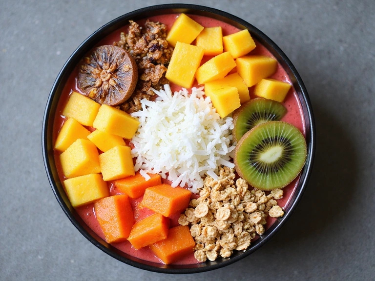 Smoothie bowl con frutta tropicale e cocco