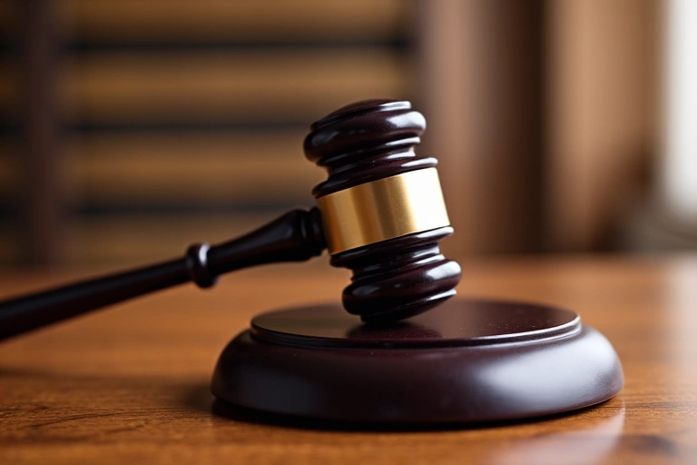 Gavel in un tribunale che simboleggia la risoluzione legale